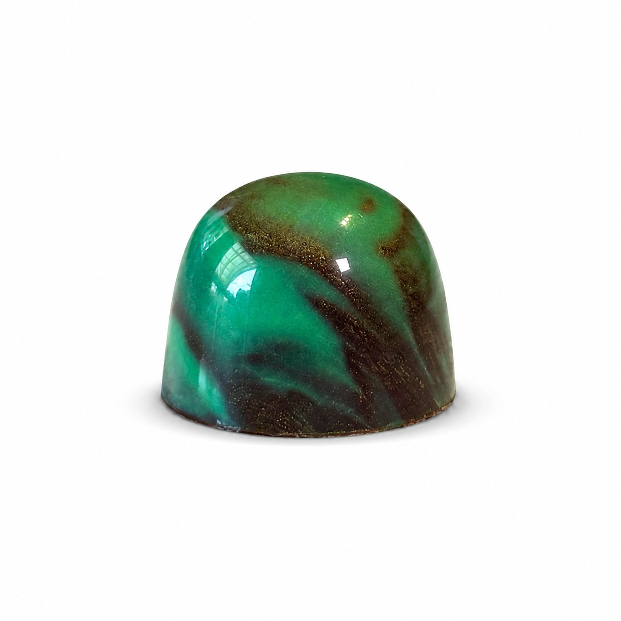 Dark Mint chocolate bonbon with green and bronze speckled finish