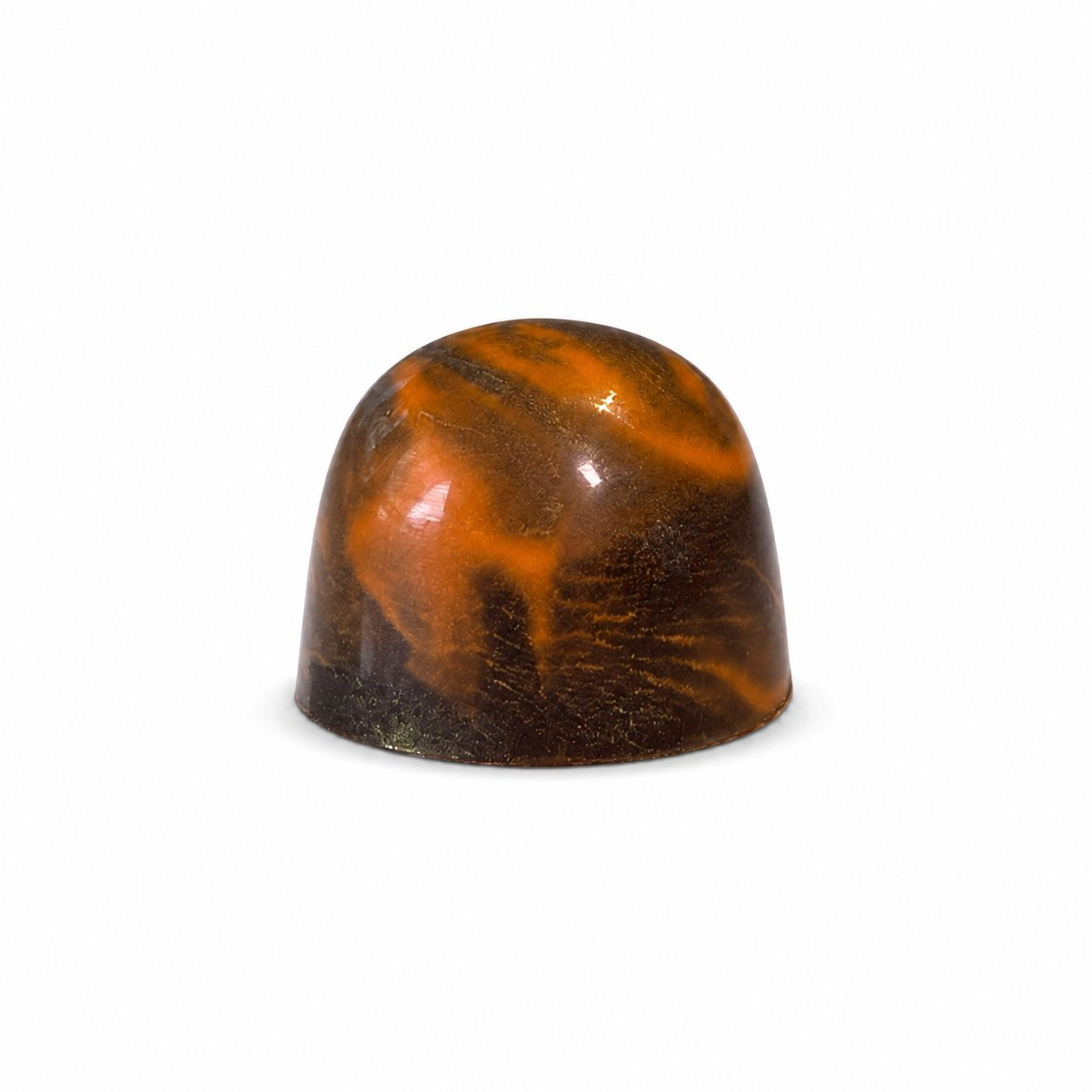Dark Orange chocolate bonbon with bronze and orange speckled finish
