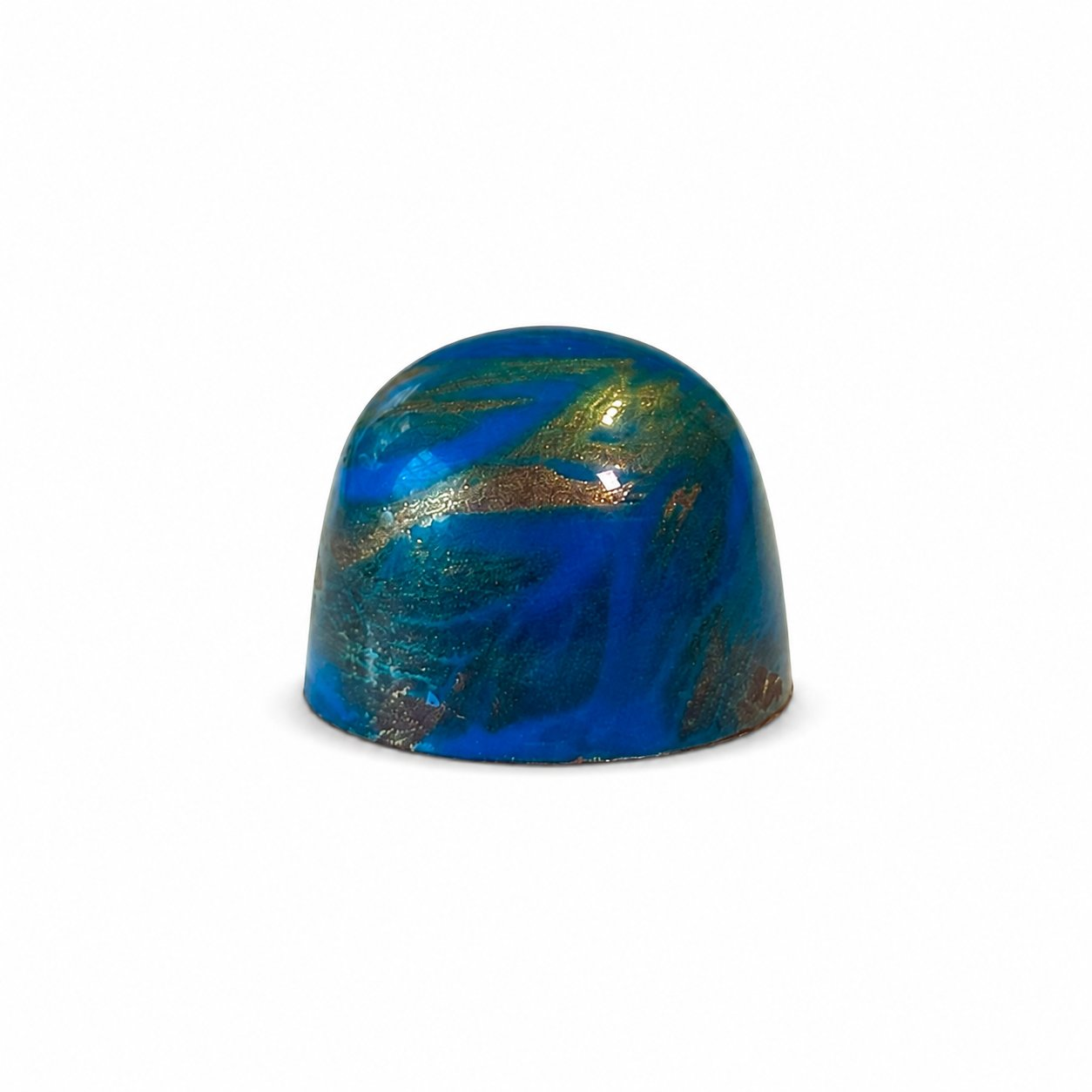 Dark Sea Salt chocolate bonbon with blue and silver speckled finish