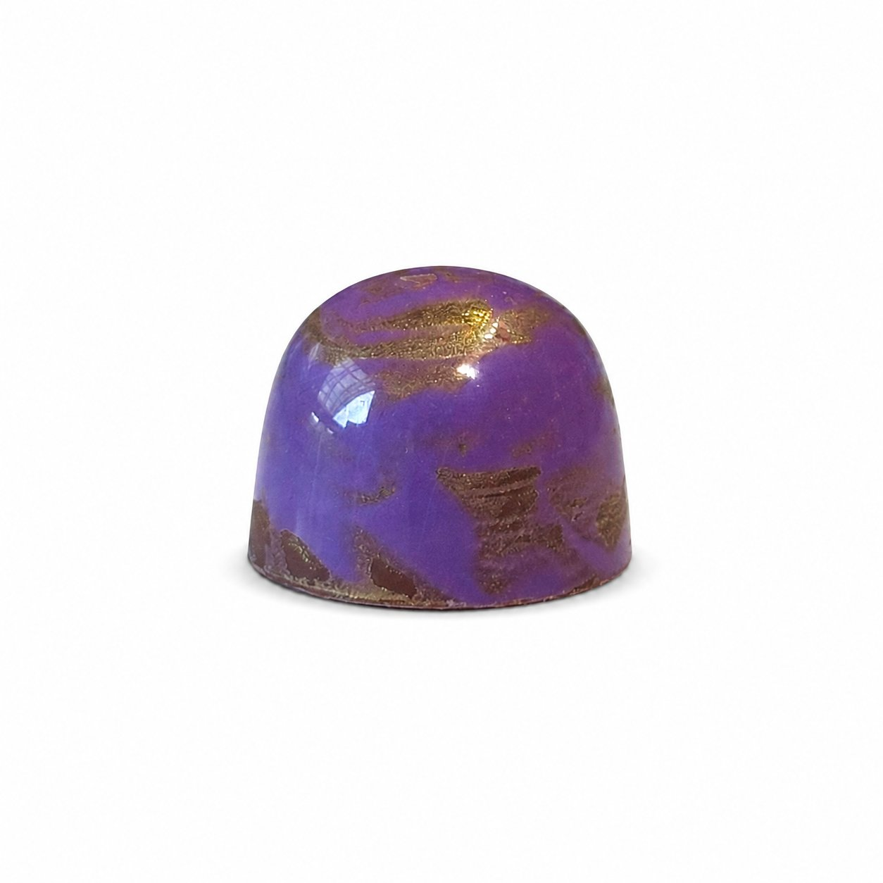 Milk Tart chocolate bonbon with bronze and yellow painted finish