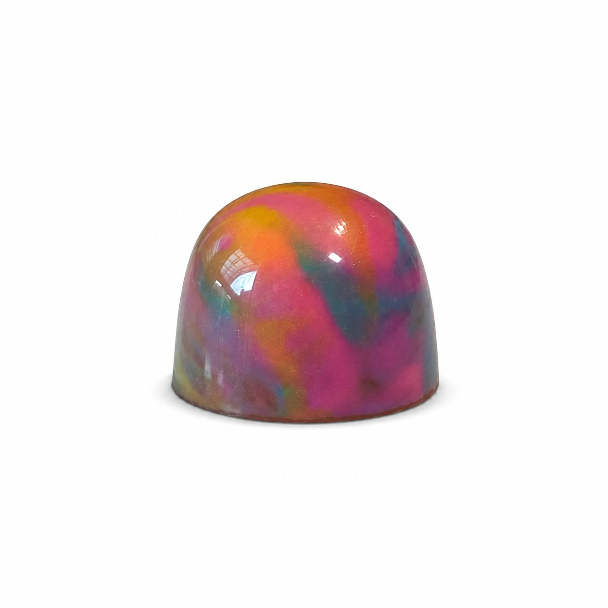Milk S'more chocolate bonbon with colourful painted finish