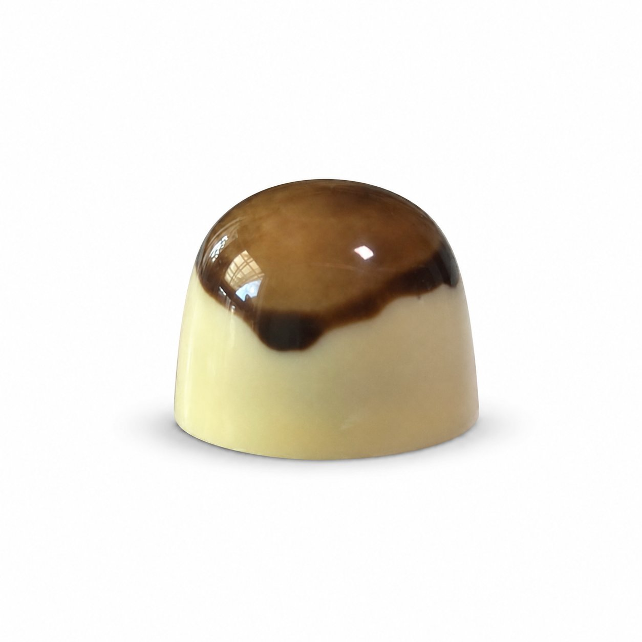 White Cappuccino chocolate bonbon with coffee-toned gradient finish