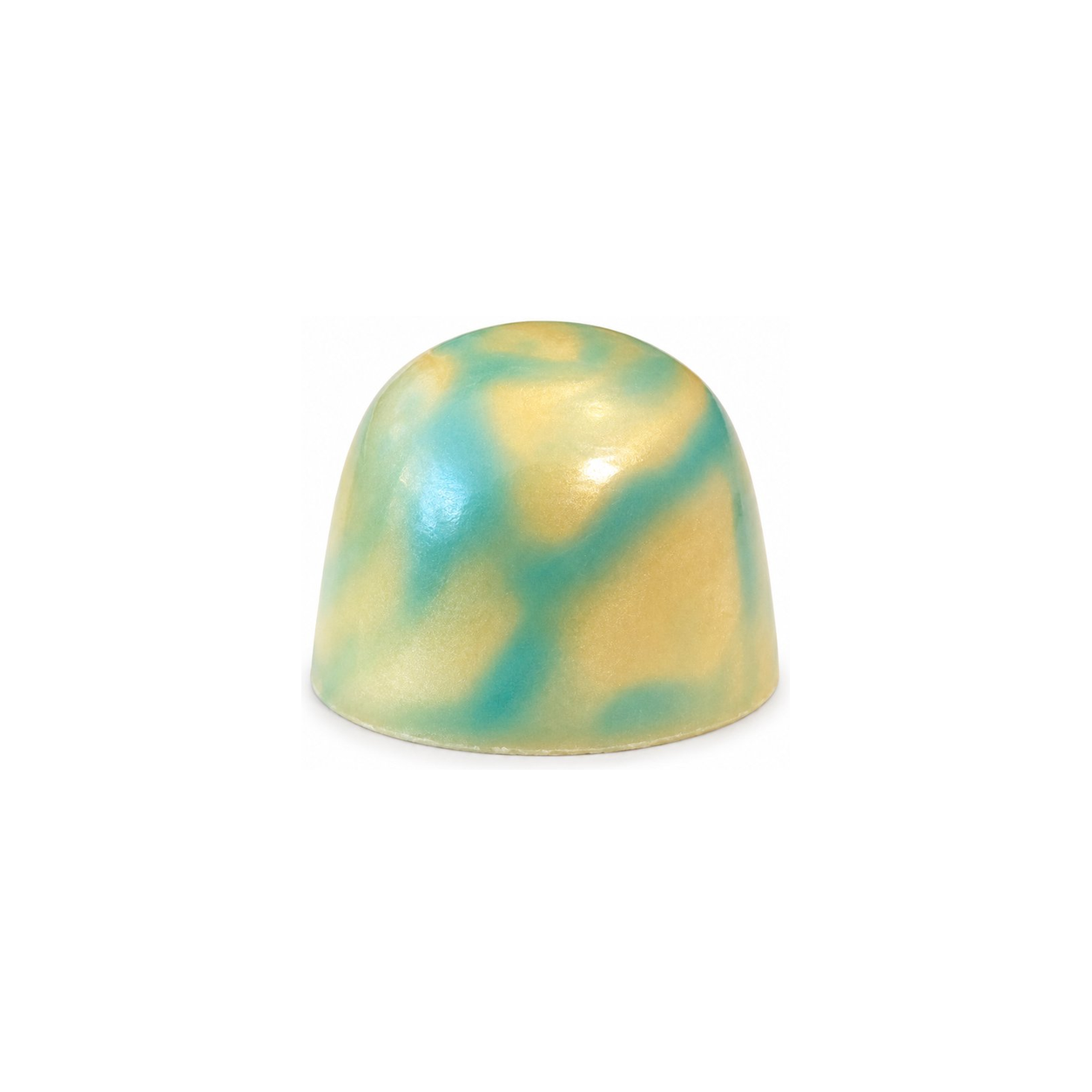 White Whiskey chocolate bonbon with blue-green gradient finish